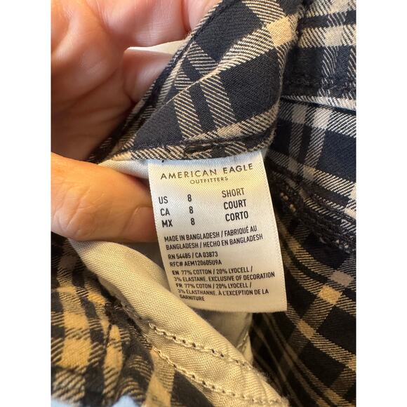 American Eagle Women’s 8S Plaid Stretch Mom Jeans High Rise Cotton Blend NWT - Picture 7 of 13